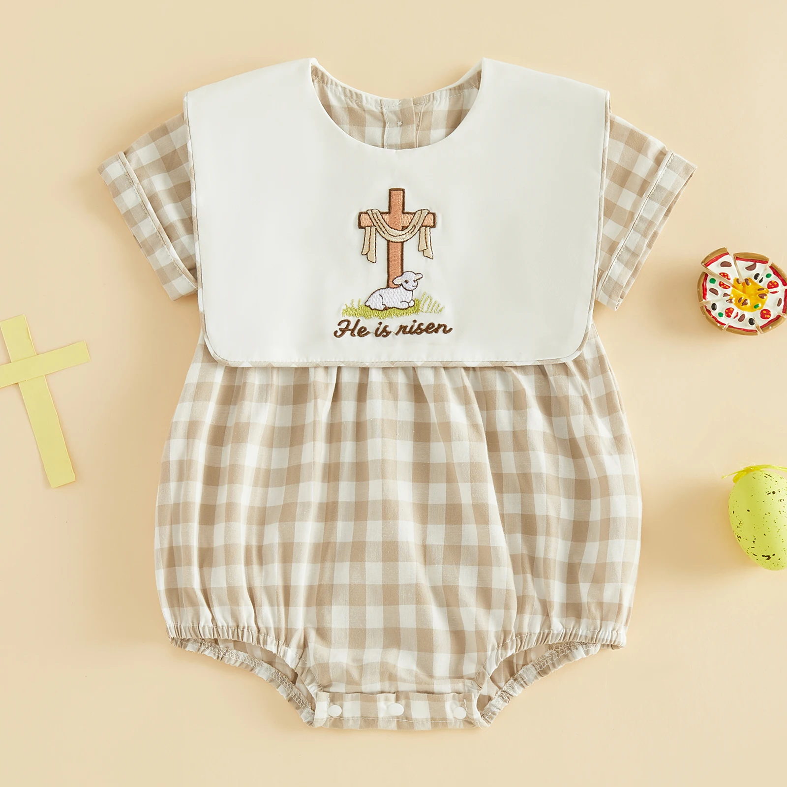 

Очаровательный комбинезон унисекс для малышей на Пасху с милым вышитым дизайном в виде морковки и рукавами с рюшами для весенних праздников