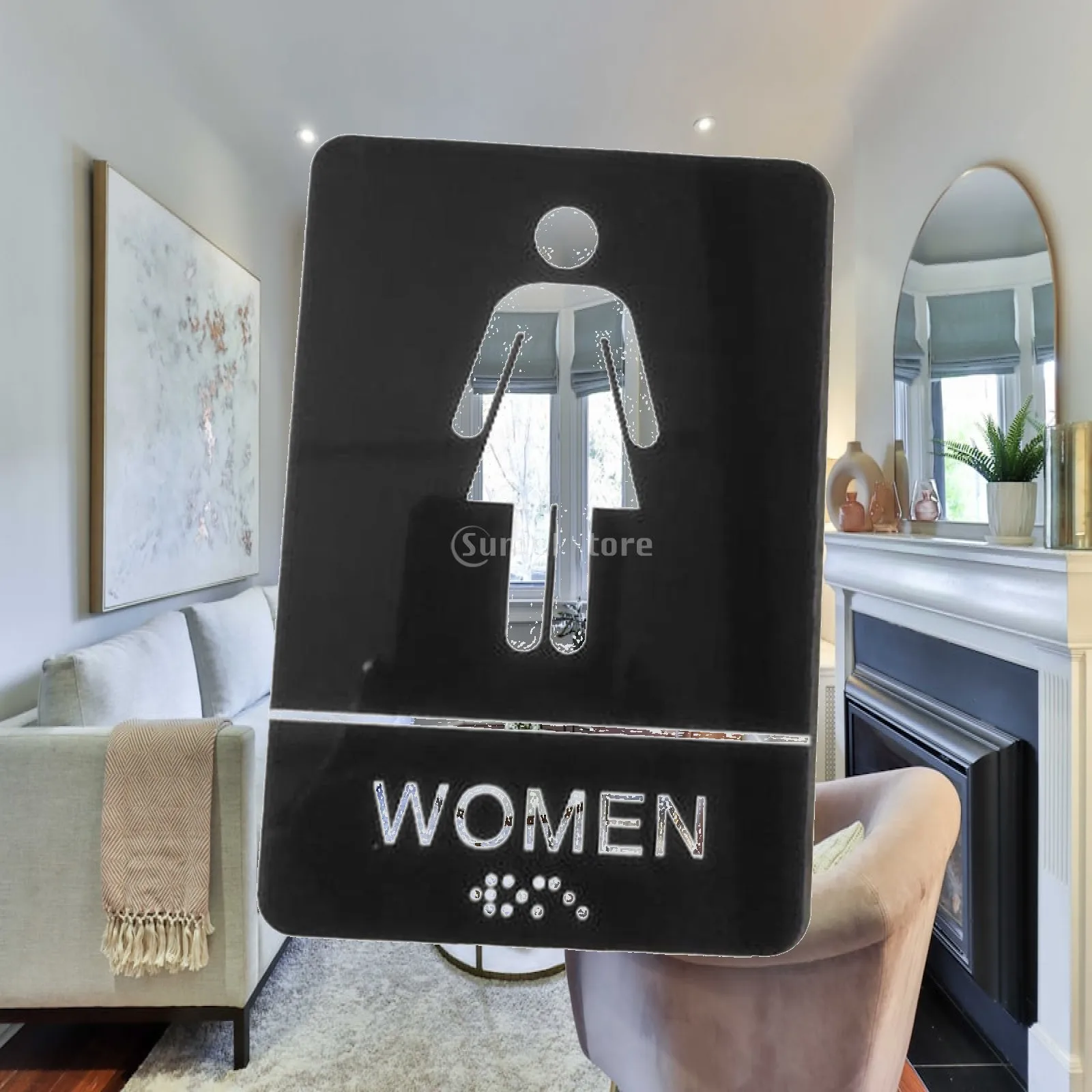 Durable Restroom Plaque Acrylic Toilet Sign for Office Business Home Door Wall Decor