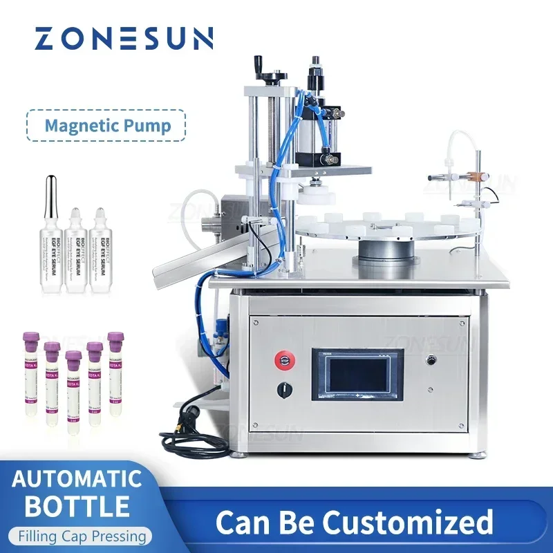 ZONESUN ZS-AFC1C Automatic Vial Filling and Cap Pressing Machine Magnetic Pump Small Capacity Reagent