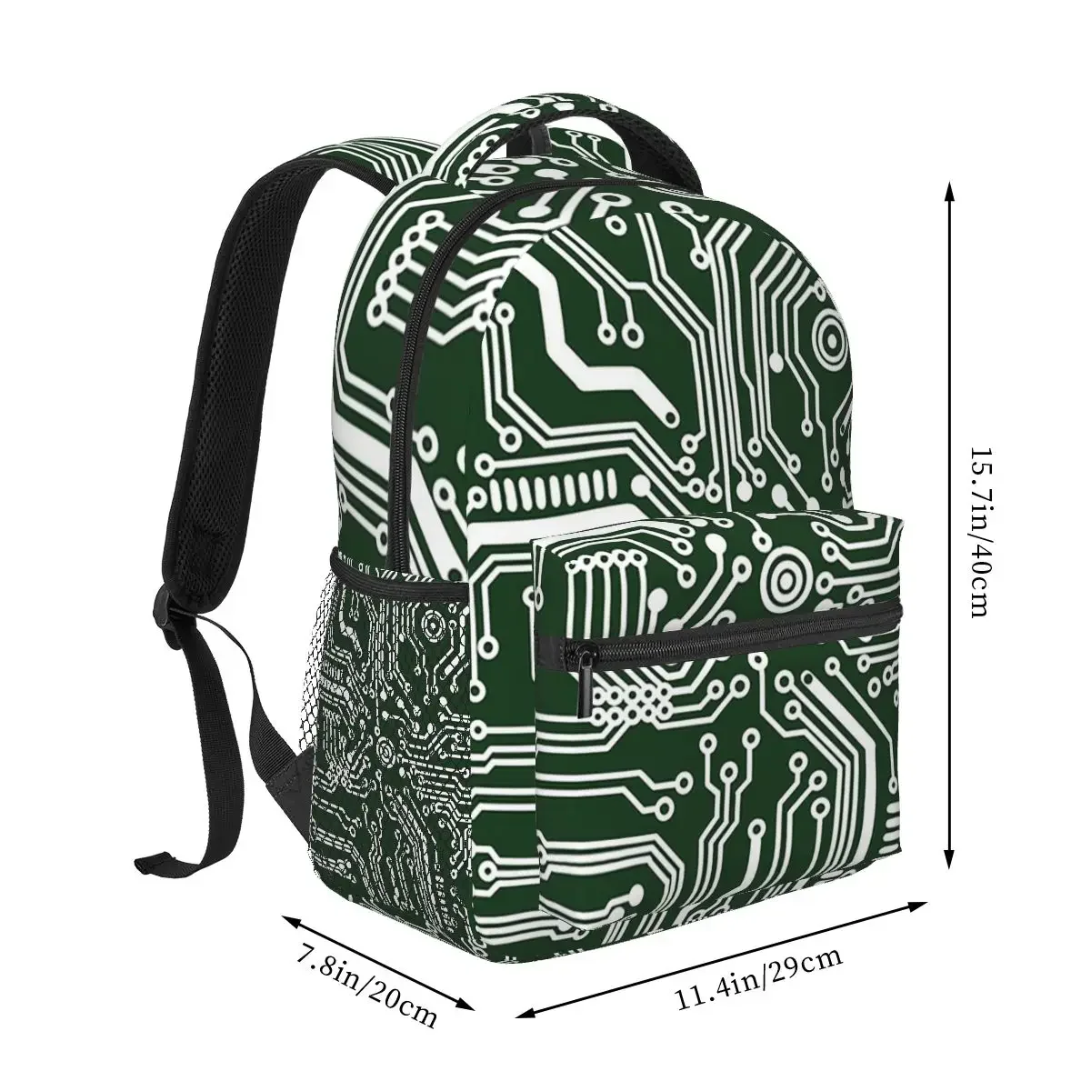 Dark Green Microchip Hardware Circuit Design Backpacks Boys Bookbag Children School Bags Cartoon Laptop Rucksack Shoulder Bag