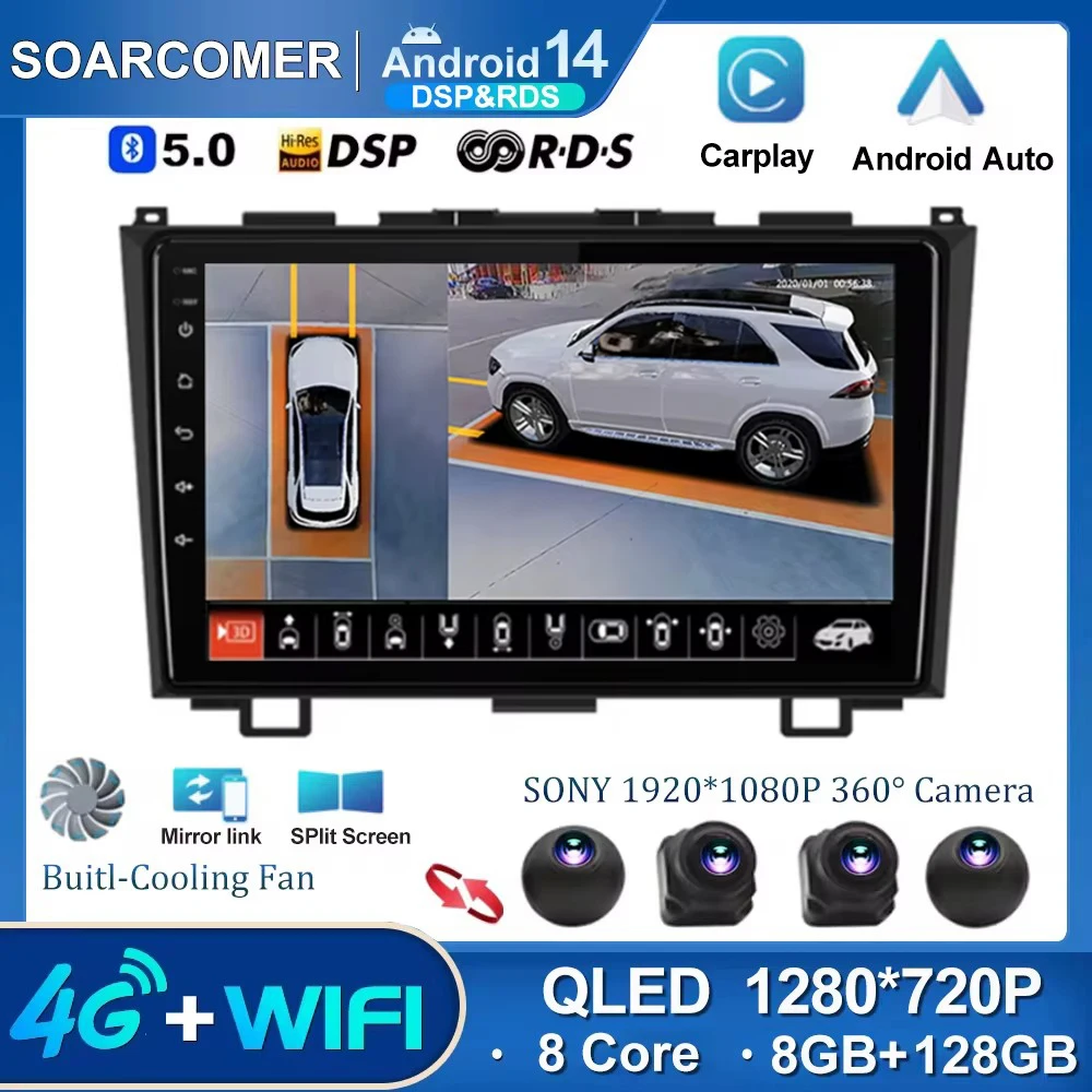 

Android 14 Car Radio For Honda CR-V 3 RE CRV 2007-2011 Multimedia Video Player GPS Navigation Carplay Androidauto Head Unit DVD