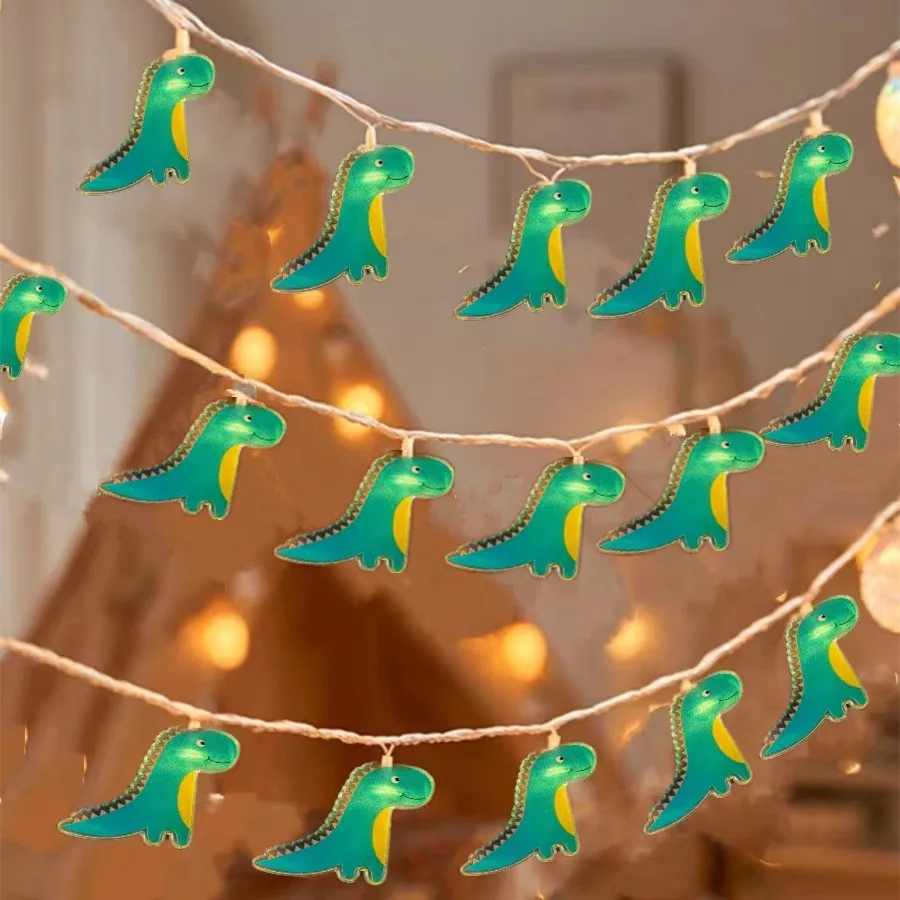 Led dinossauro luz corda em forma de animal dos desenhos animados luz decorativa para sala interior festa decoração luzes da corda n06