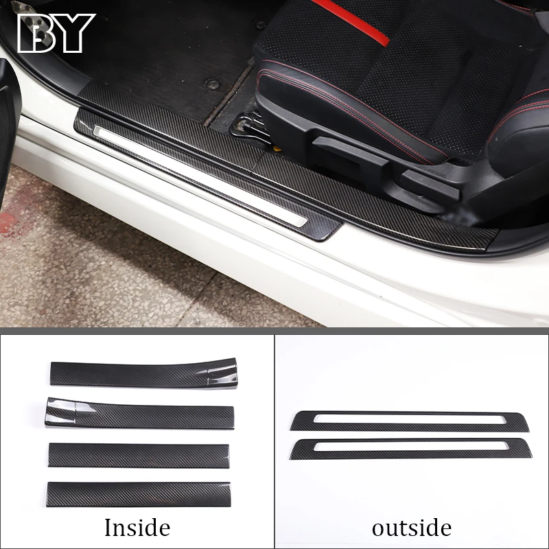 Real Carbon Fiber Scuff Plates Doors Sill Pedal Protection Cover Stickers For Toyota 86/Subaru BRZ 2022 Auto Accessories