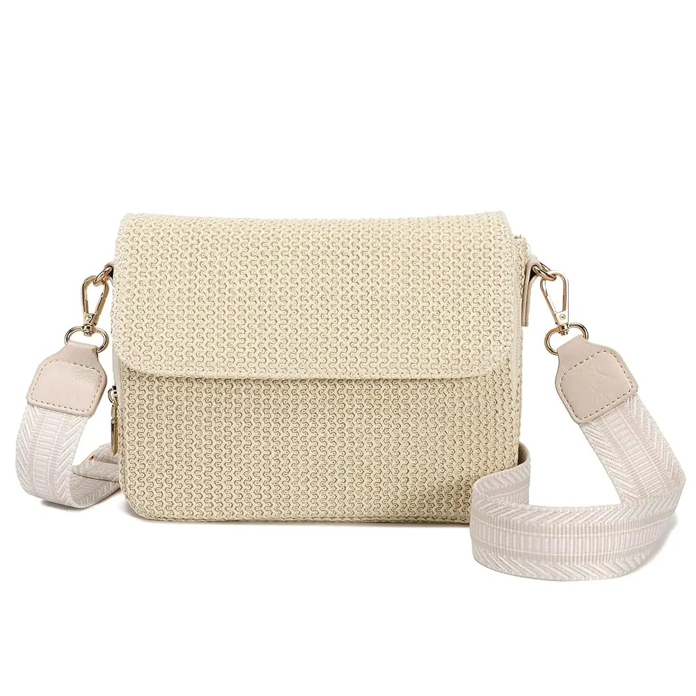 Faux Straw Small Crossbody bag Women Summer Woven Sling Purse for Beach Travel Vacation Essentials Raffia