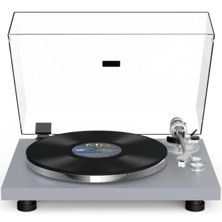 

Wireless Output Carbon Fiber Tonearm Vinyl Player with Aluminium Platter Belt-Drive LP Turntables 33 1/345 RPM Phono Level Audi