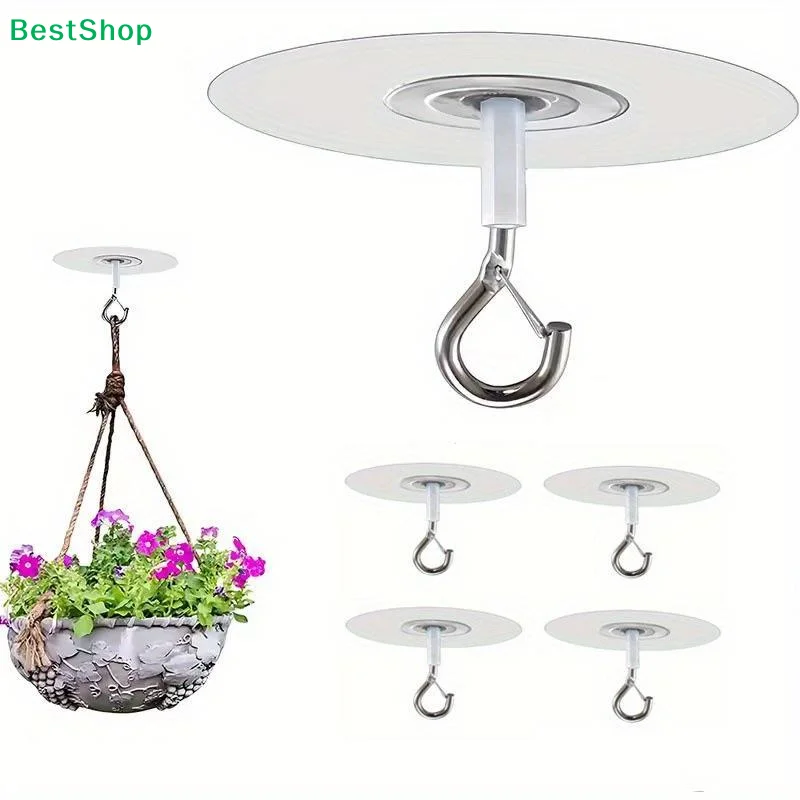〔Z〕3Pcs Stick Ceiling Hooks Heavy Duty Adhesive Hooks Waterproof Wall And Ceiling Hangers For Wind Chimes Balloons Decorations