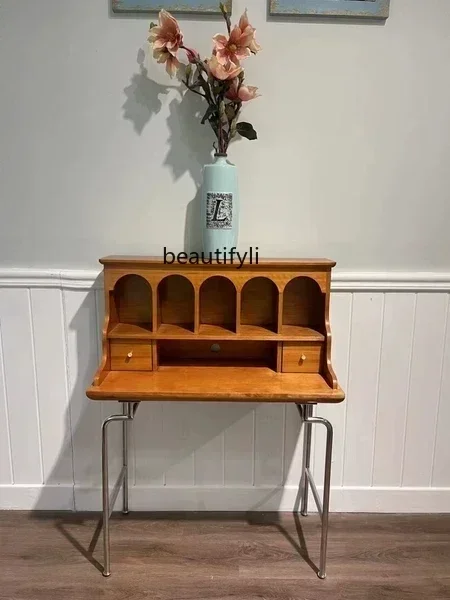 

1184French Roman dresser retro cherry wood bedroom makeup table modern simple light luxury desk