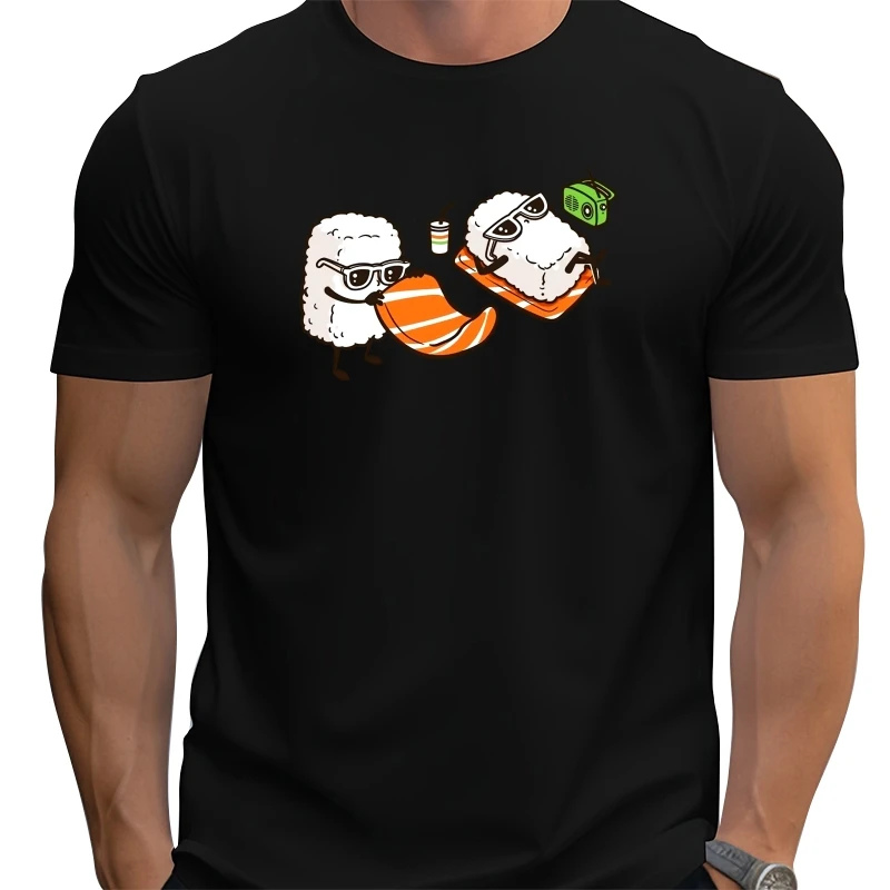 

Креативная футболка с рисунком суши, мужская модная детская забавная футболка с короткими рукавами, крутые топы с круглым вырезом, футболка в стиле Харадзюку, уличная одежда