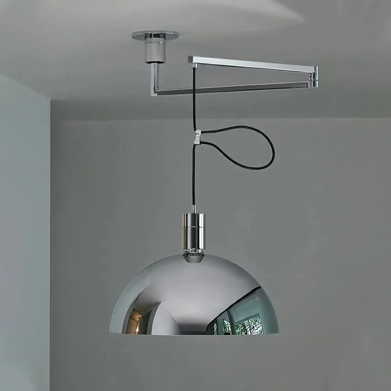Modern LED Design Electroplated Pendant Light Adjustable Telescopic Creative Metal Hanging Lamp Restaurant Decoration Lighting