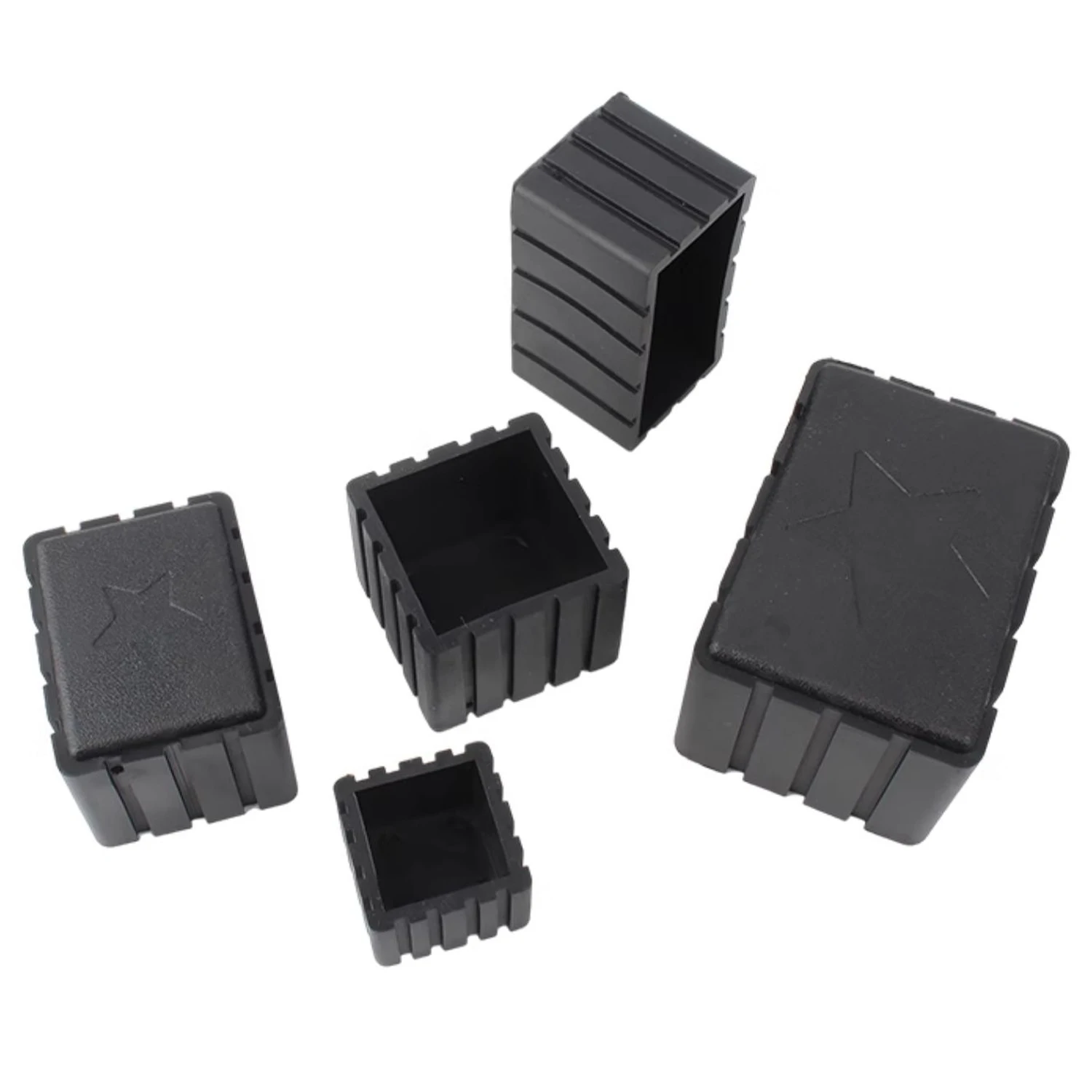 Square Rubber Black Chair Leg Caps Non-slips Table Foot Dust Cover Socks Floor Protector Pads Pipe Plugs Furniture Leveling Feet