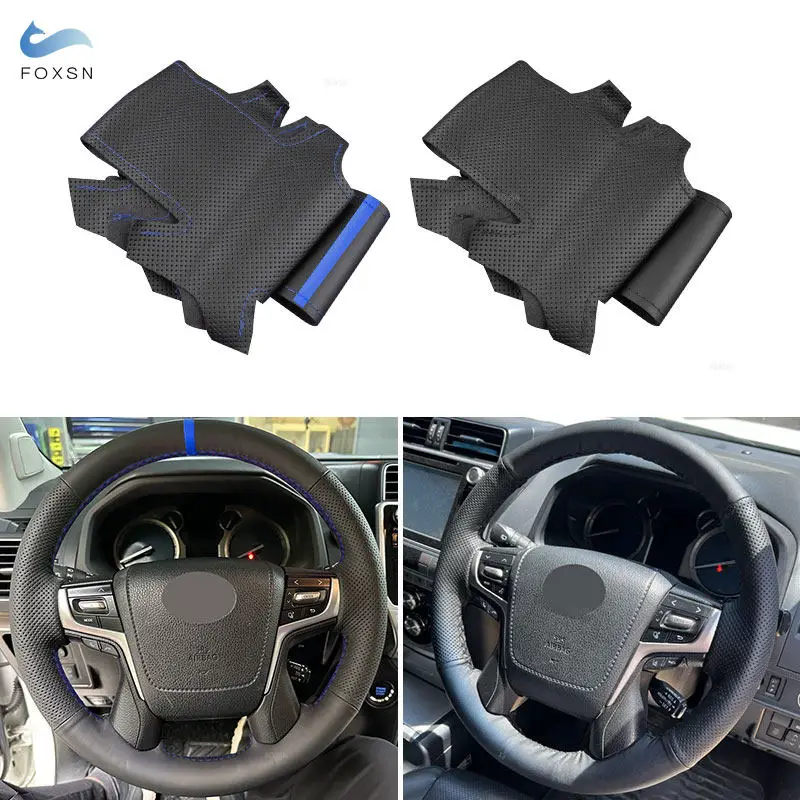 Hand Sewing Microfiber Perforated Leather Steering Wheel Cover For Toyota Land Cruiser 2016-2020 Land Cruiser Prado 2018 2019