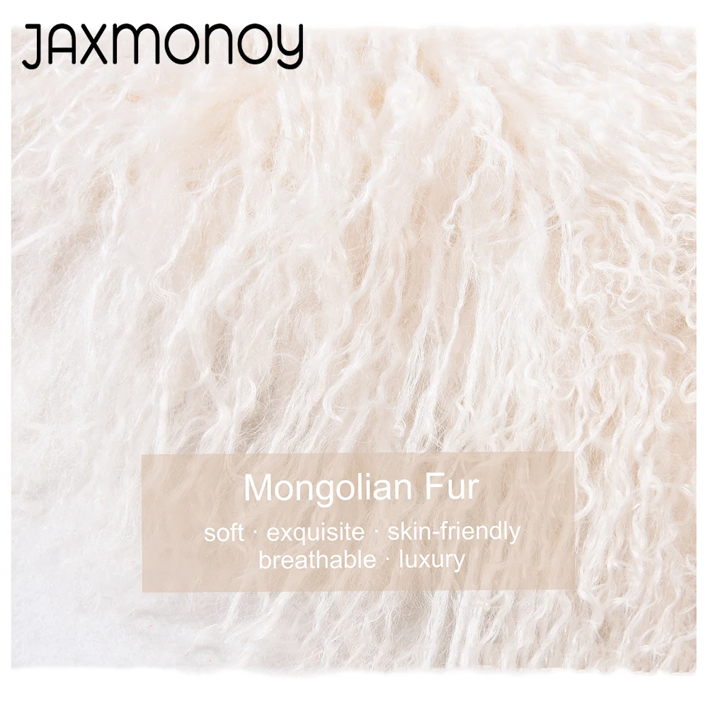 Jaxmonoy Real Mongolian Sheep Fur Scarf Women Detachable Lamb Fur Collar Winter Warm Fur Scarves Lady Fashion Neck Warmer Autumn