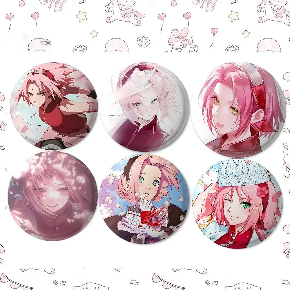S-Sakura Harunos Badges Tinplate Soft Button Pin Brooch Metal Badge Custom Jewelry Accessories Hat Bag Lapel
