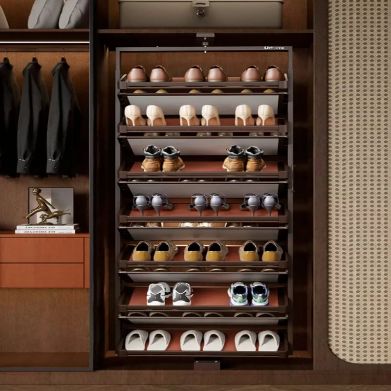 Storage Organizer Built In Height Adjustable Shoes Cabinet Closet Space Saving 360° Rotating Shoe Rack Multi Layer Shoe Holder