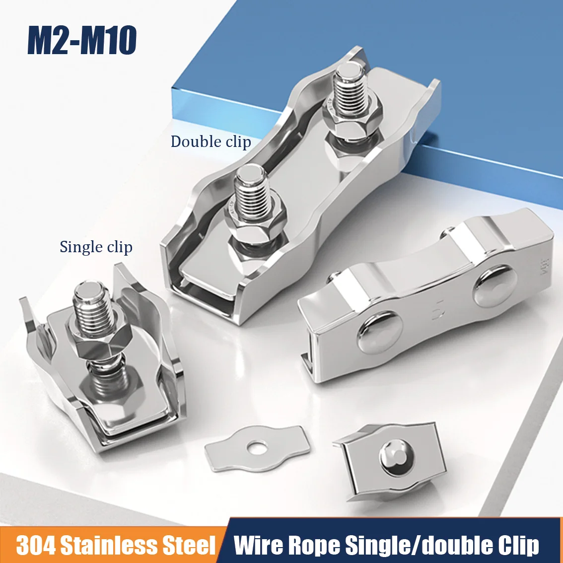

1-10 шт., зажимы для троса из нержавеющей стали 304, одинарные/двойные ручки, кабельные зажимы, замок патрона M2 M3-M10, оборудование для троса, крепеж