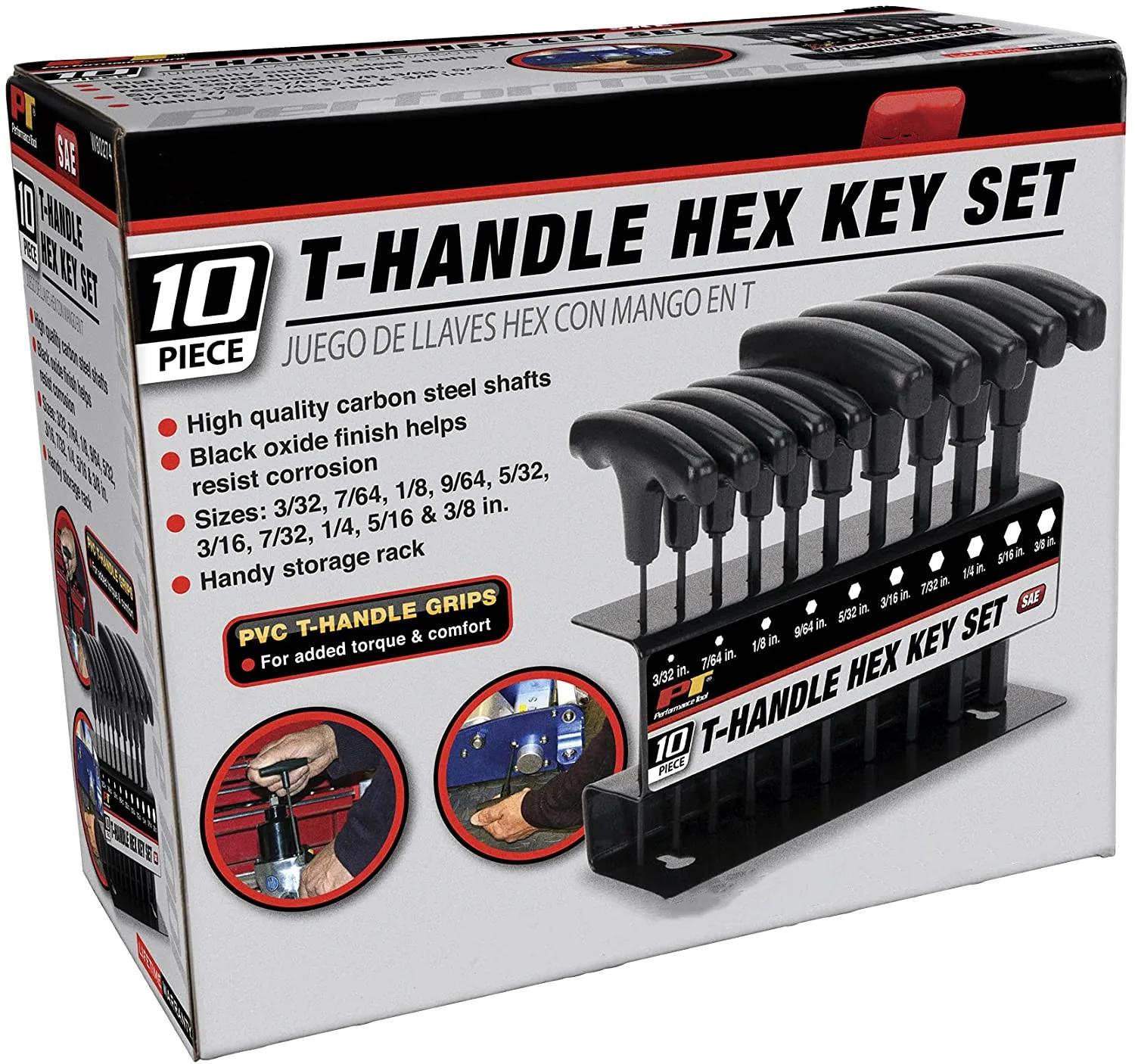 10Piece Inch Metric Combination T-Handle Hex Key Wrench Set,Hand Tools For Auto Bike Motorycle Reapair,Handle Star Set 3/32