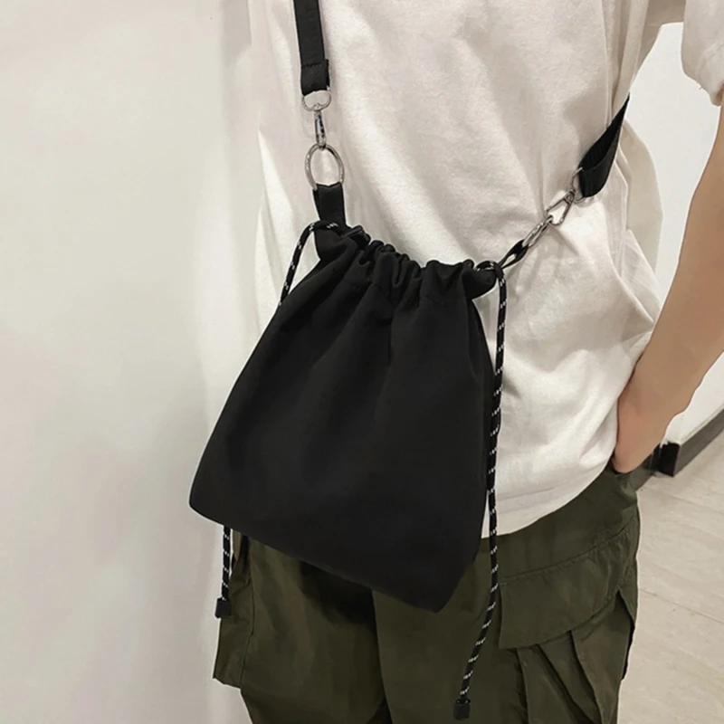 

Drawstring Messenger Bag Niche Design Bag Couple Fashion Brand Nylon Student Hit Color Shoulder Bag Female