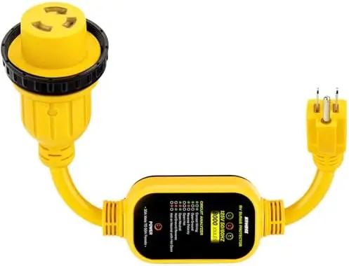 

Адаптер Kohree 30A на 110В для автодомов с защитой от перенапряжения 8000 Дж и LED-индикатором - 21-дюймовый с поворотным замком для прицепов-дач