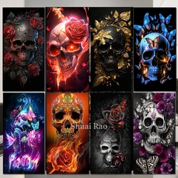 Rose Skull 5D Diamond Painting Novelties 2025 Gothic Devil Art Full Diamond Embroidery Set Modernist Terror Halloween Home Decor