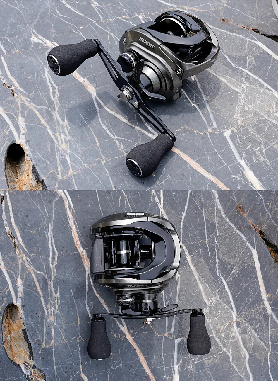 NOEBY Thunder Baitcasting-Rolle 6.4:1 Übersetzungsverhältnis, niedriges Profil, magnetisches Bremssystem, 8+1 Kugellager, Predator, 15 kg Bremskraft, Angelspule – Detail 8