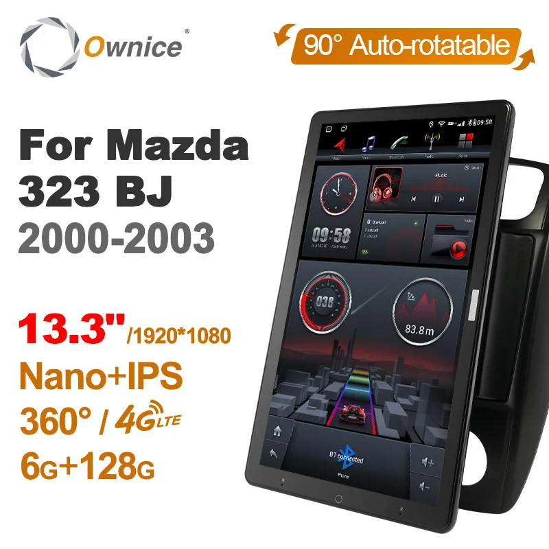 

13.3 Inch Ownice 1Din Android 10.0 Car Radio 360 Panorama for Mazda 323 BJ 2000-2003 GPS Auto Audio Player SPDIF 4G LTE NO DVD