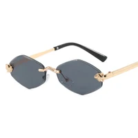Fashion Small Polygonal Sunglasses for Women Luxury Brand Rmless Brown Rhombus Sun Glasses Woman Vintage Metal Shades Eyewear - Image 6