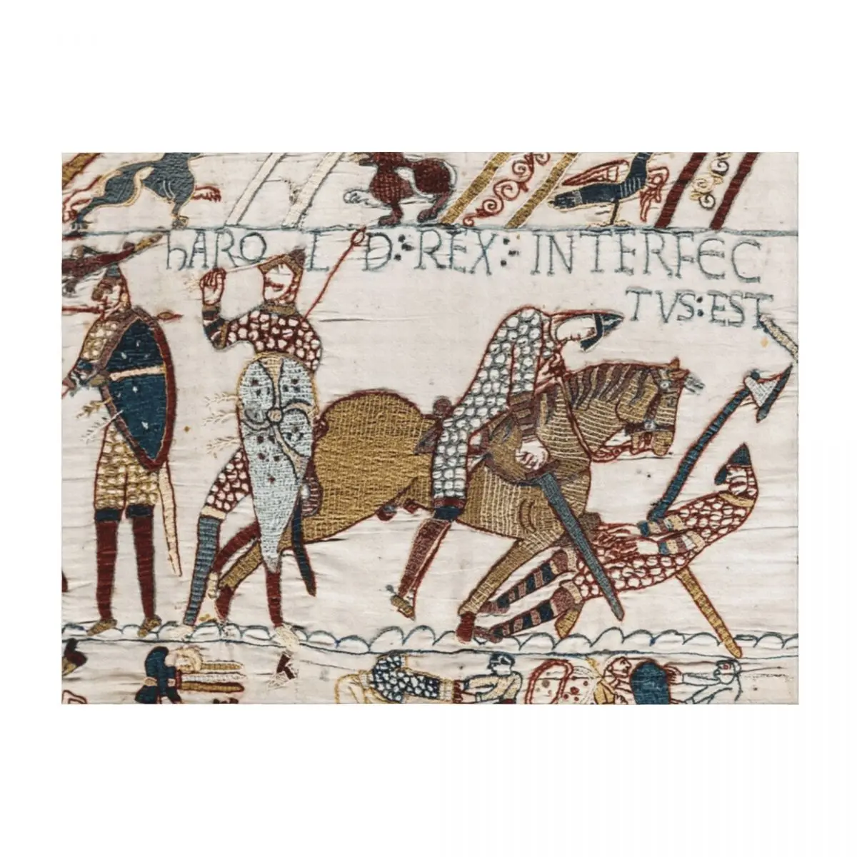 

THE BAYEUX TAPESTRY ,The Death of King Harold at Battle of Hastings. Throw Blanket Loose Nap for babies Plush Blankets