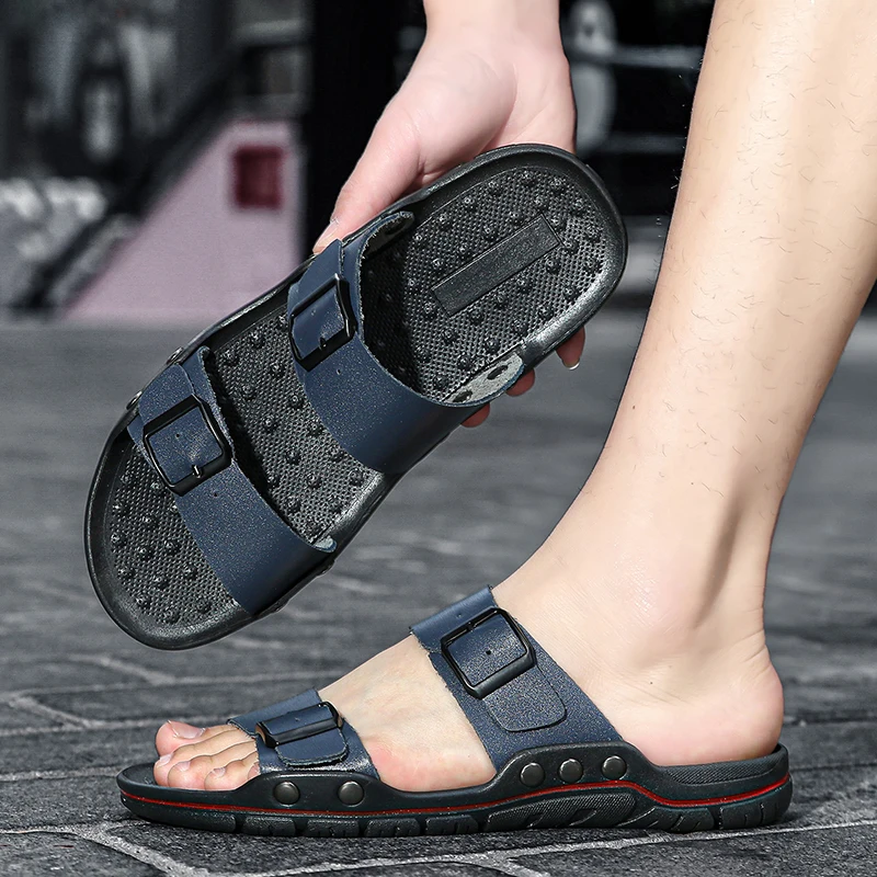 

Men Minimalist Rubber Beach Slippers One Piece Molding Wear Resistant Anti Slip Breathable Shower Outdoor Casual Slides
