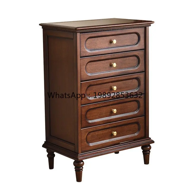 LYY Vintage Style Eight-Drawer Five-Drawer Cabinet Solid Wood Storage Bedroom Organizer Living Room Wall-Mounted Drawer