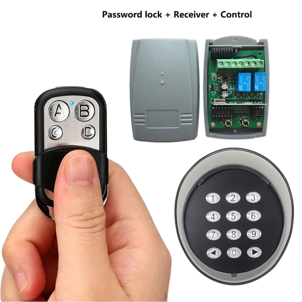 for Garage Gate Door Access Control Learning Code Wireless Keyboard Password Switch 433 MHz Remote Control and Receiver