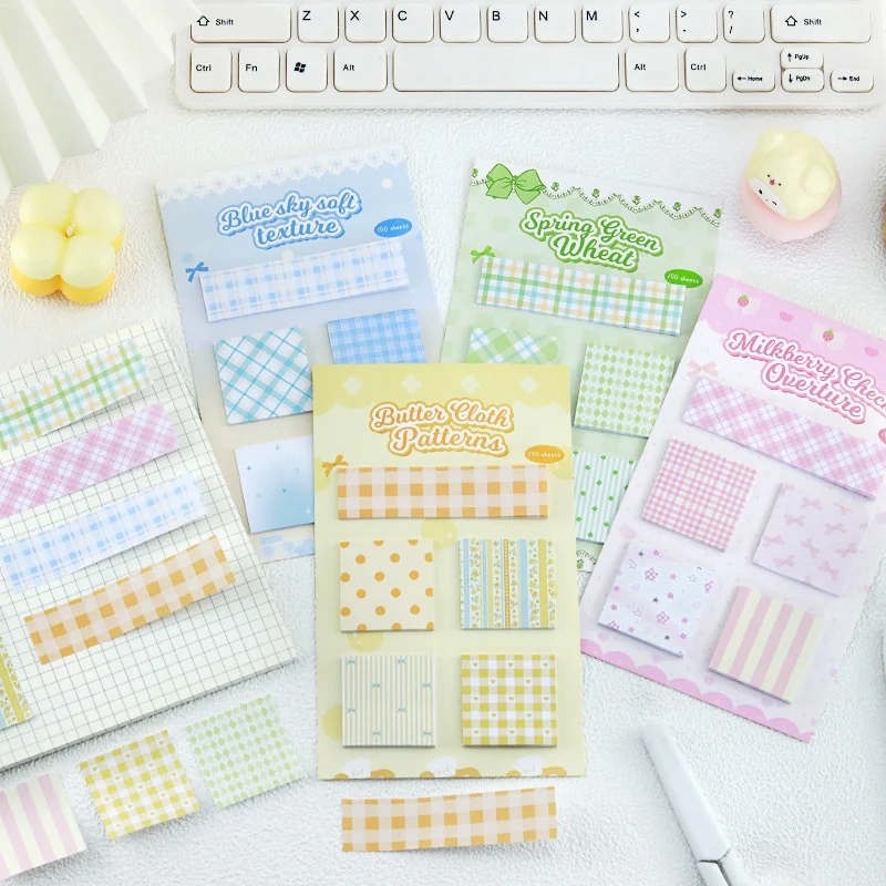 40pcs/lot Creative Plaid Memo Pad Cute N Times Stationery Label Notepad Bookmark Post School Supplies