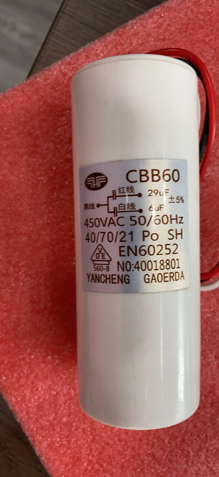 CBB60 electric hoist motor crane lift start capacitor 6UF+29UF 450V three 3 lines