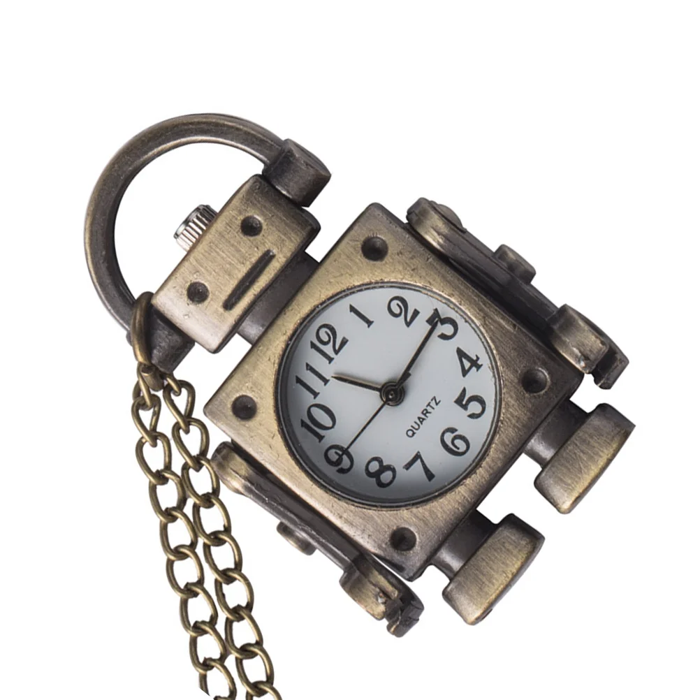Vintage Roboteruhr Halskette Metall Taschenuhr Retro Kette für Männer Frauen Geschenk Einzigartiger Zeitmesser Schmuck