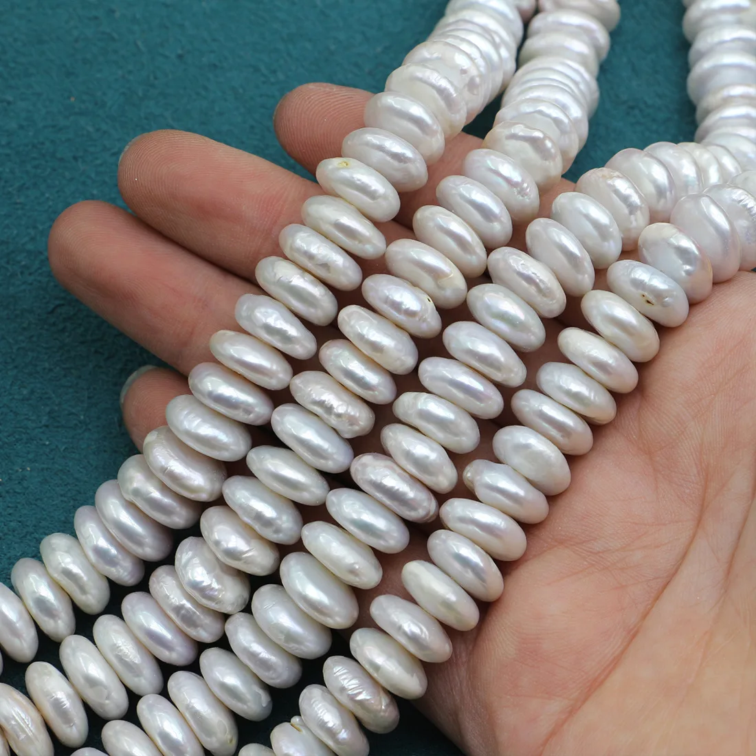 11-12mm Cultured Baroque Freshwater Pearl White Round Falt Shape Beads Sold Per Approx 37 Cm Strand For Women Men Jewelry Making