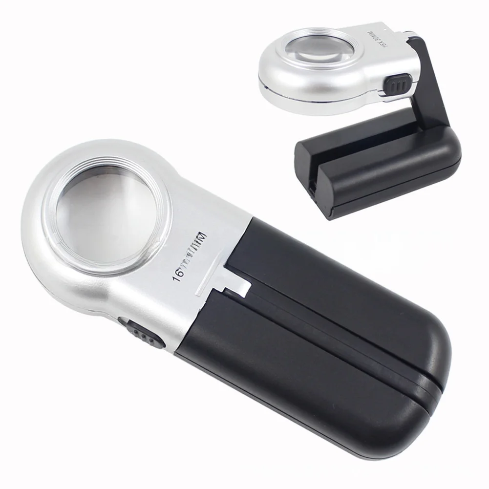 For Jewelry Inspection 16X Magnifier Foldable Magnifier 16X Magnification Foldable Design Built-in LED Light For Watches