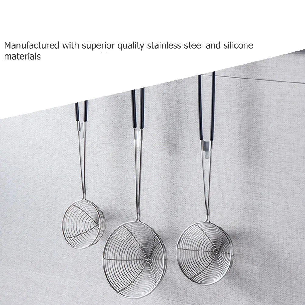 Juego de 9 Cucharas Colador de Acero Inoxidable, Resistentes al Calor, Utensilios de Cocina para Papas Fritas, Huevos, Fideos, Wontons y Verduras