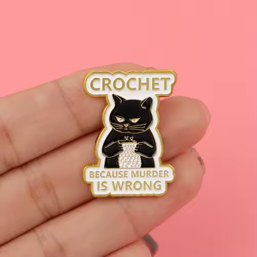 Cartoon Black Cat Crochet Enamel Pin Animal Badges on Backpack Brooches for Women Metal Lapel Pins Cosplay Accessories Toys Gift - Image 2