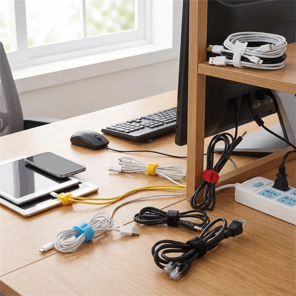50Pcs Cable Accessories T/Cat Shaped Cable Ties Reusable Nylon Cord Ties Multi-Color Multi-Purpose Wire Organizer DIY Projects