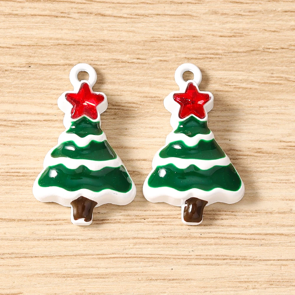 Tusember 5 Stück Emaille-Weihnachtsanhänger mit Weihnachtsmann, Schneeflocke und Schneemann für Weihnachtshalsketten, Ohrringe, Armbänder und Bastelarbeiten – Detail 7