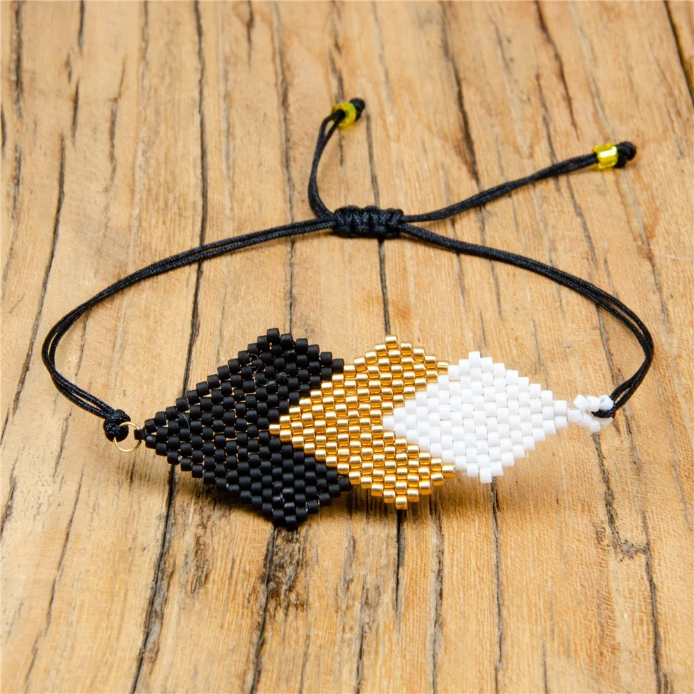 

ZGMXR Rice bead bracelet Geometry Hand weaving Bohemia Adjustable Arrow Woman Fashion Simple Beaded bracelet