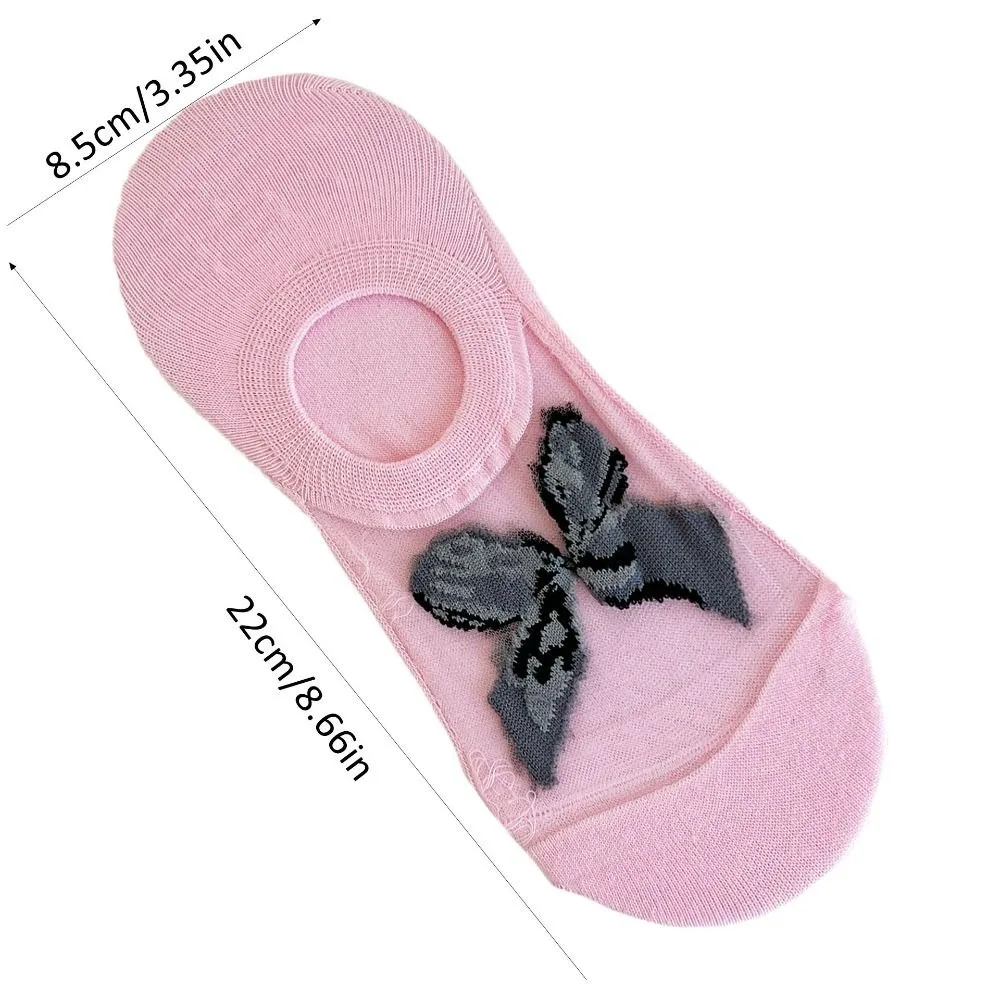 6 Pair New Sweet Bow Socks Comfortable Breathable Ankle Socks Solid Color Thin Cotton Socks Autumn