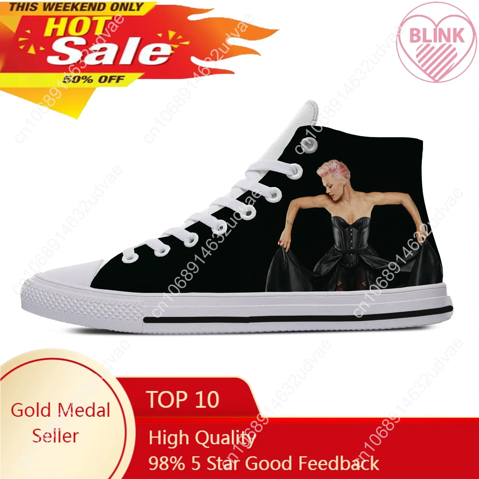 Hot Fashion Pop Funny New Summer High Quality Sneakers Handiness Casual Shoes Men Women P!nk High Top Lightweight Board Shoes