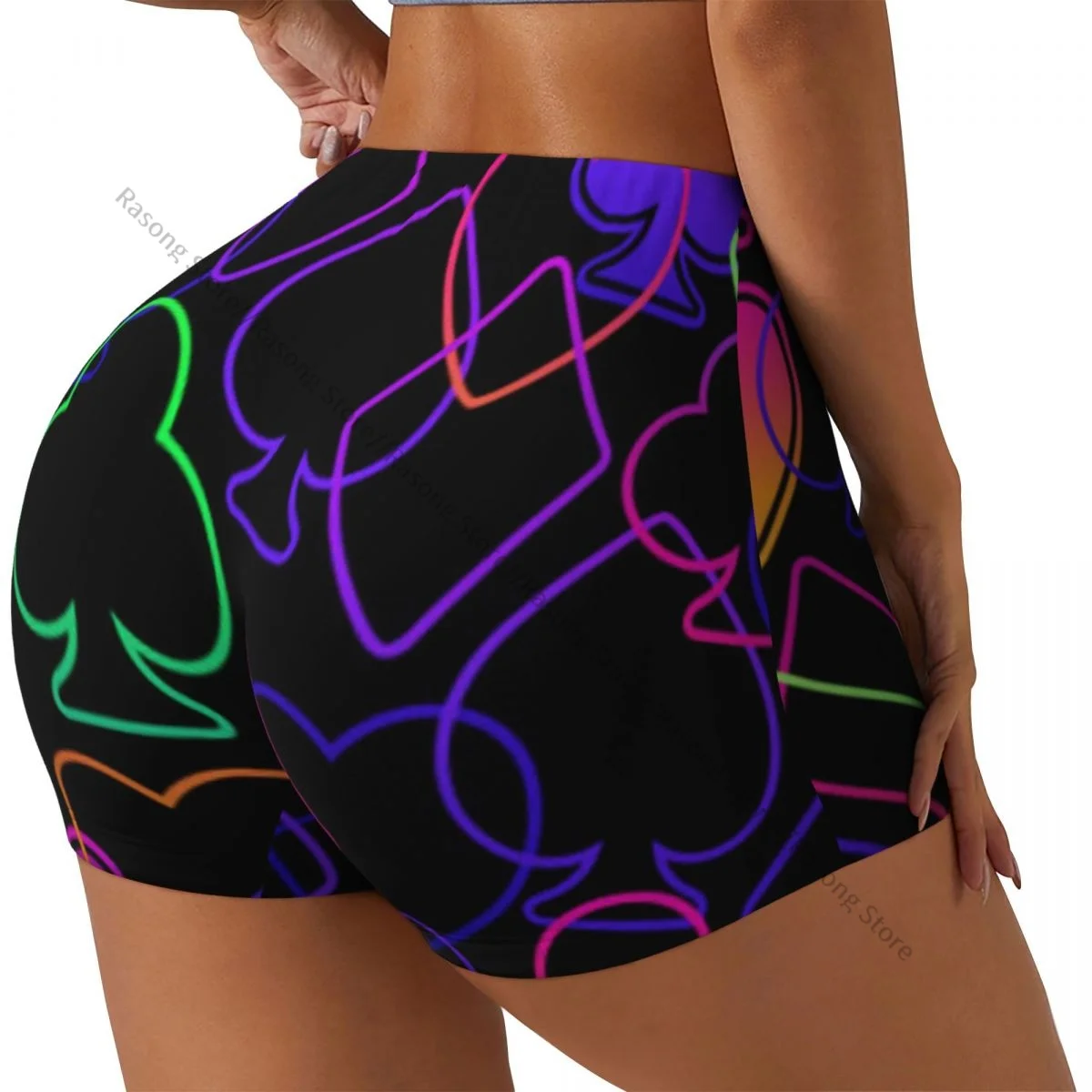 Pantaloncini da yoga da donna Abiti colorati per carte da poker Scrunch Booty Butt Lifting Comfort Fitness Gym