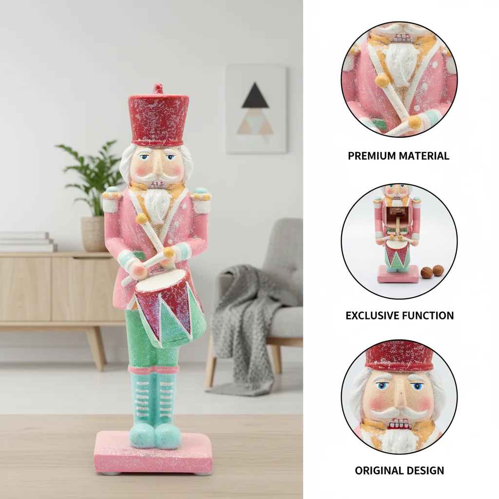 Pastellrosa-Grüne Nussknacker- – Nutcracker Figurine Bewertung und Preis