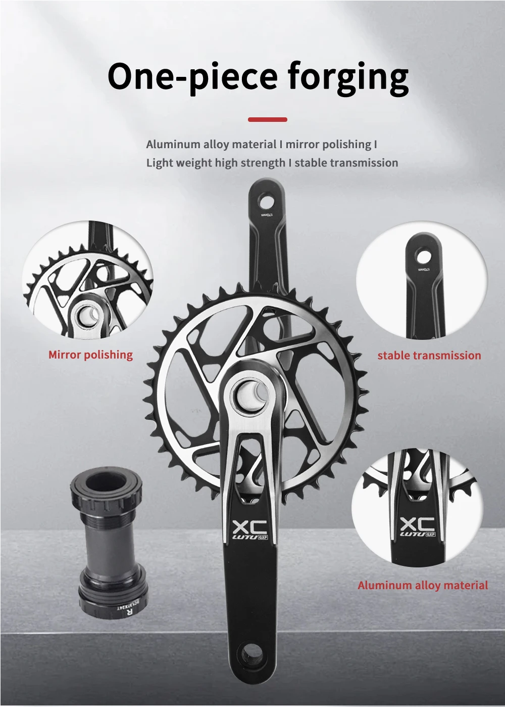 GOLDIX MTB Kurbelgarnitur 170/175mm SL 3-Bolzen-Direktmontage-Kurbel 0mm Offset 34T 36T 38T 40T Kettenblatt für XC AM MTB Fahrradkurbelgarnitur – Detail 4