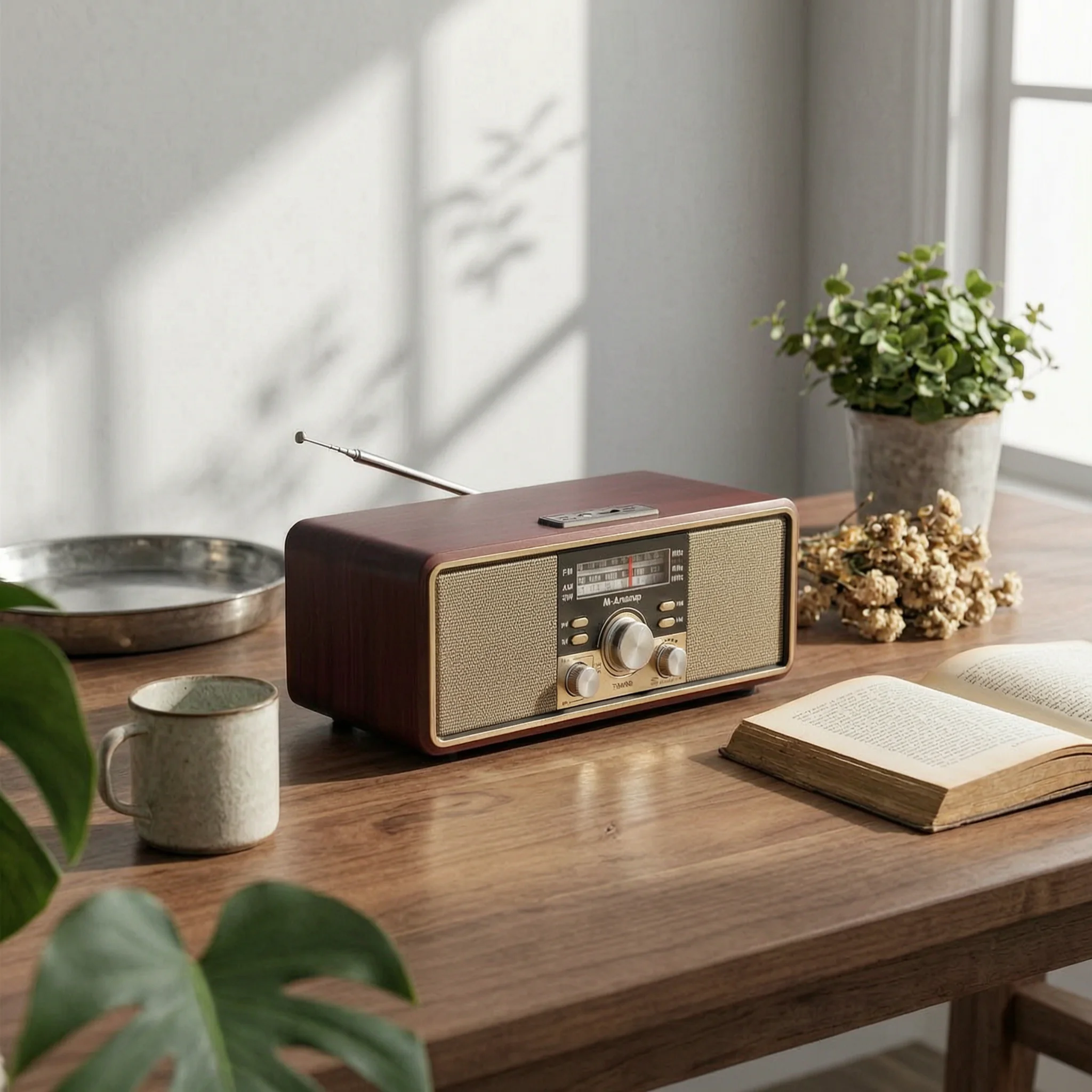 Retro Wooden Bluetooth Speaker Dual Speaker Heavy Bass Desktop Audio Portable Radio Support TF Card for Home Bedroom Music Play