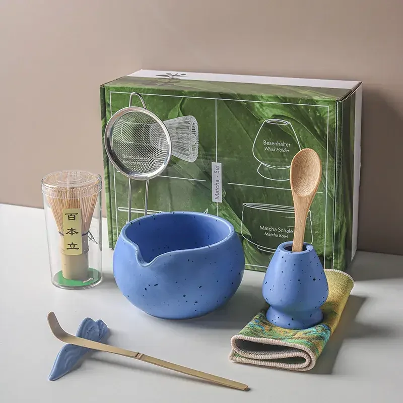 

4/8PCS Handmade Home Easy Clean Matcha Tea Set Tool Stand Kit Bowl Whisk Scoop Gift Ceremony Traditional Japanese Accessories