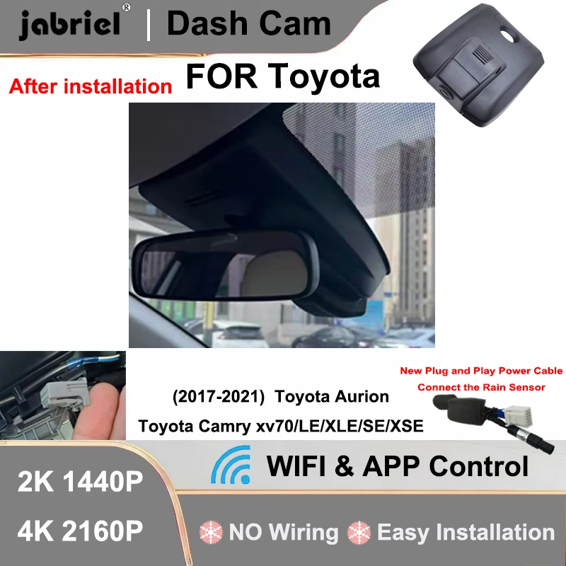 Para Toyota Camry xv70 70 v70 Para Toyota Camry LE XLE Para Toyota Camry SE XSE 2017 2018 2019 2020 Aurion Câmera DVR 4K