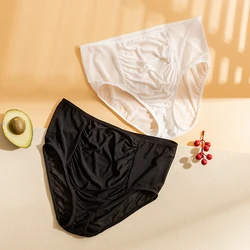 Leechee-Women's Double Sided Silk Panties, High Waist Underwear, 100% Natural Silk, Breathable, Seamless Briefs, Shorts, New