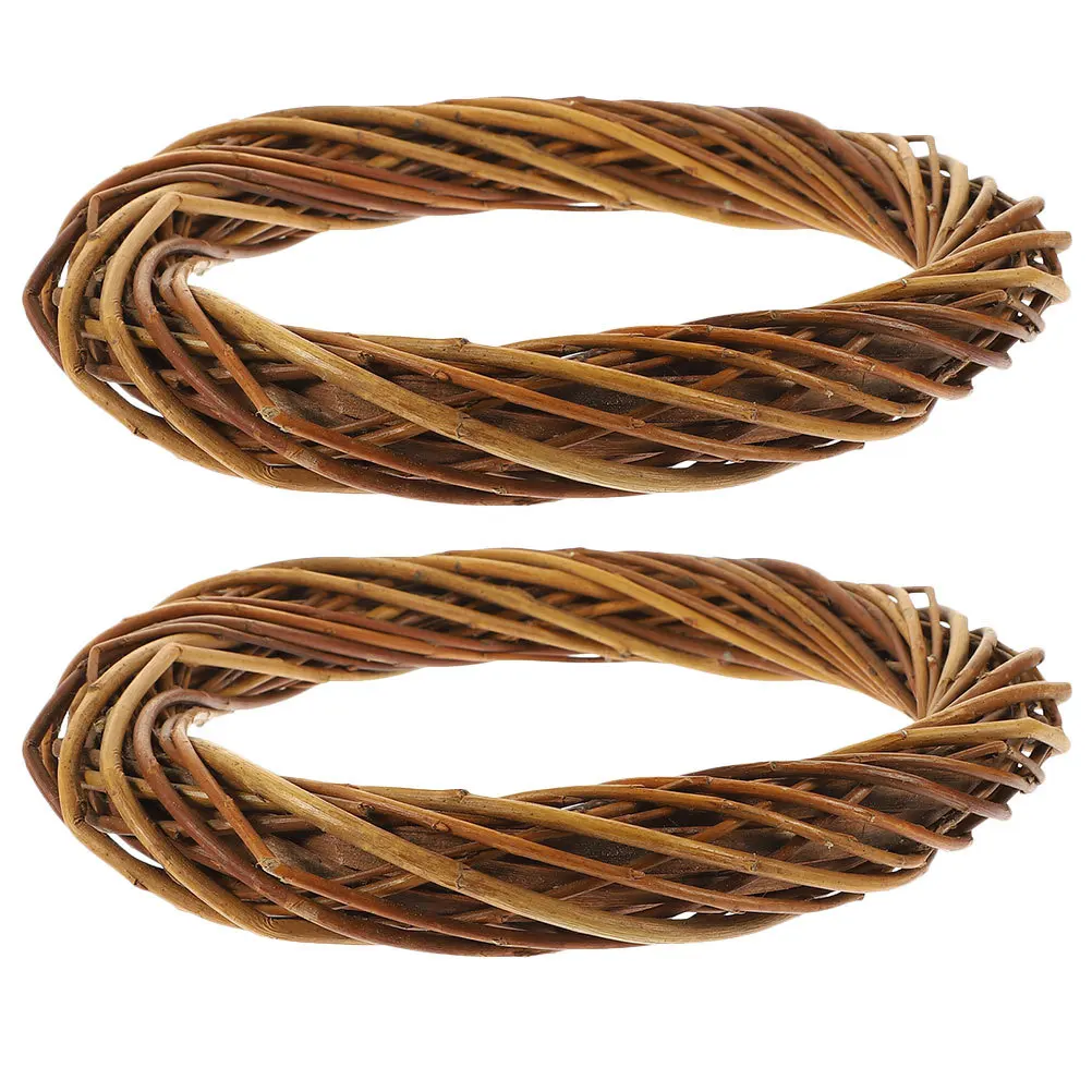 

2pcs 20Cm Wicker Wreaths Round Diy Craft Rings For Christmas Wedding Decor Front Door Wall Window Hanging Festival Garland Party
